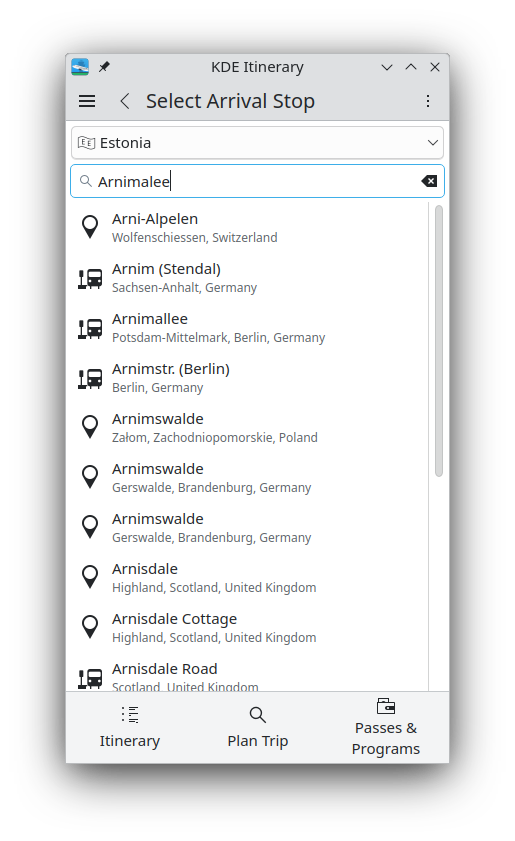 Itinerary search