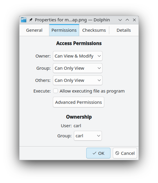 Permissions tab