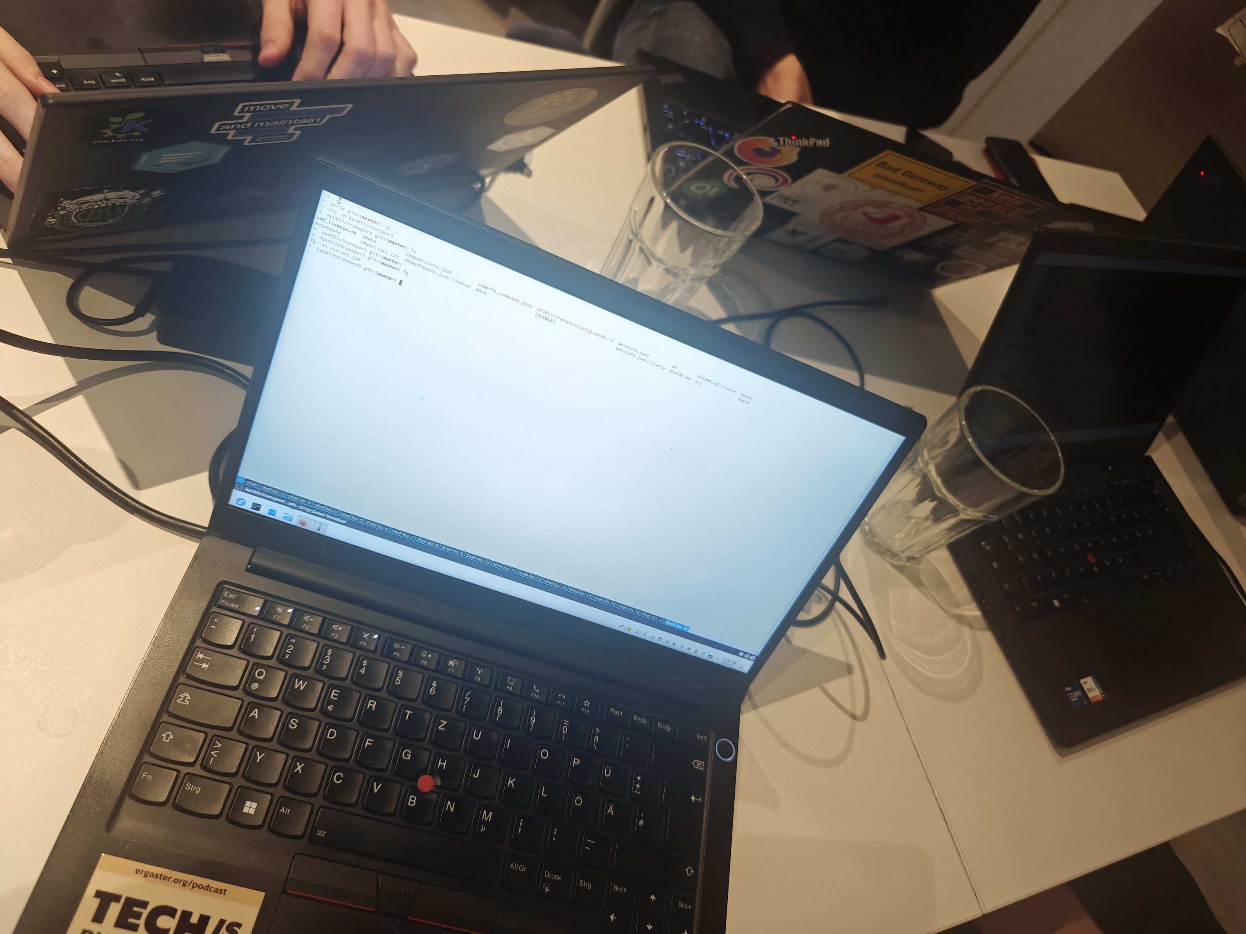 A bunch of Thinkpads on a table