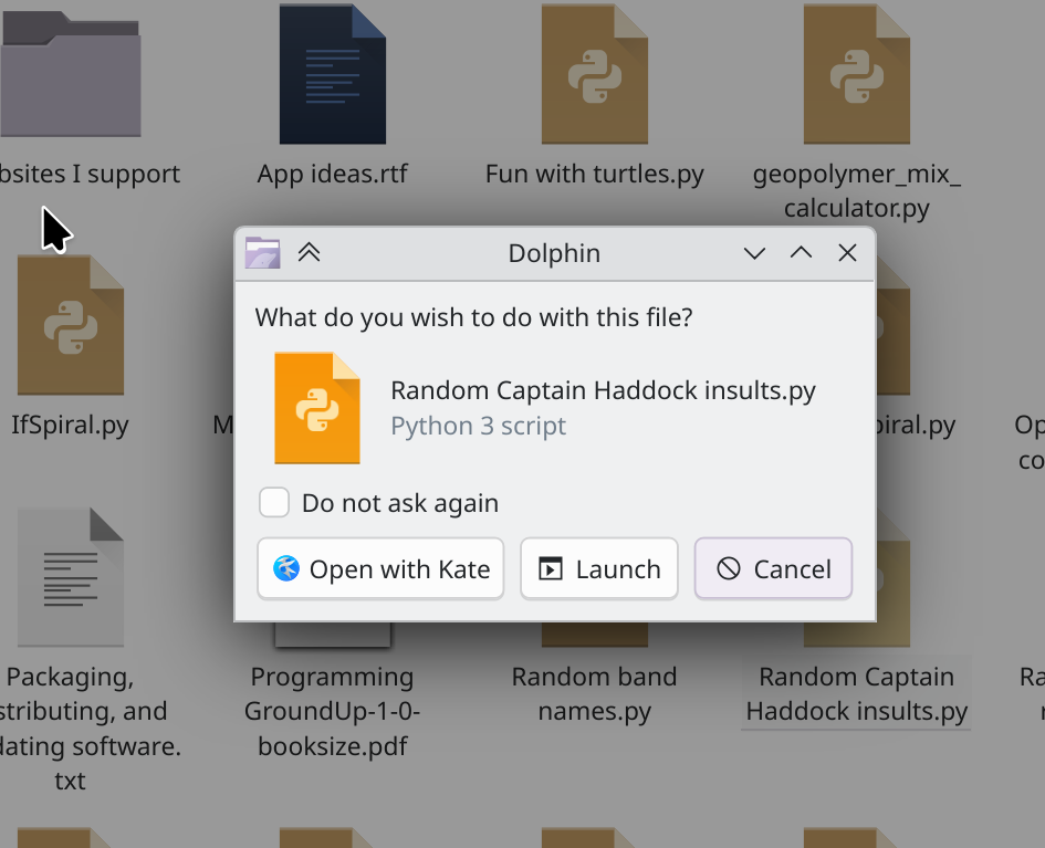 Fancy dialog asking if you want to launch or run a script file