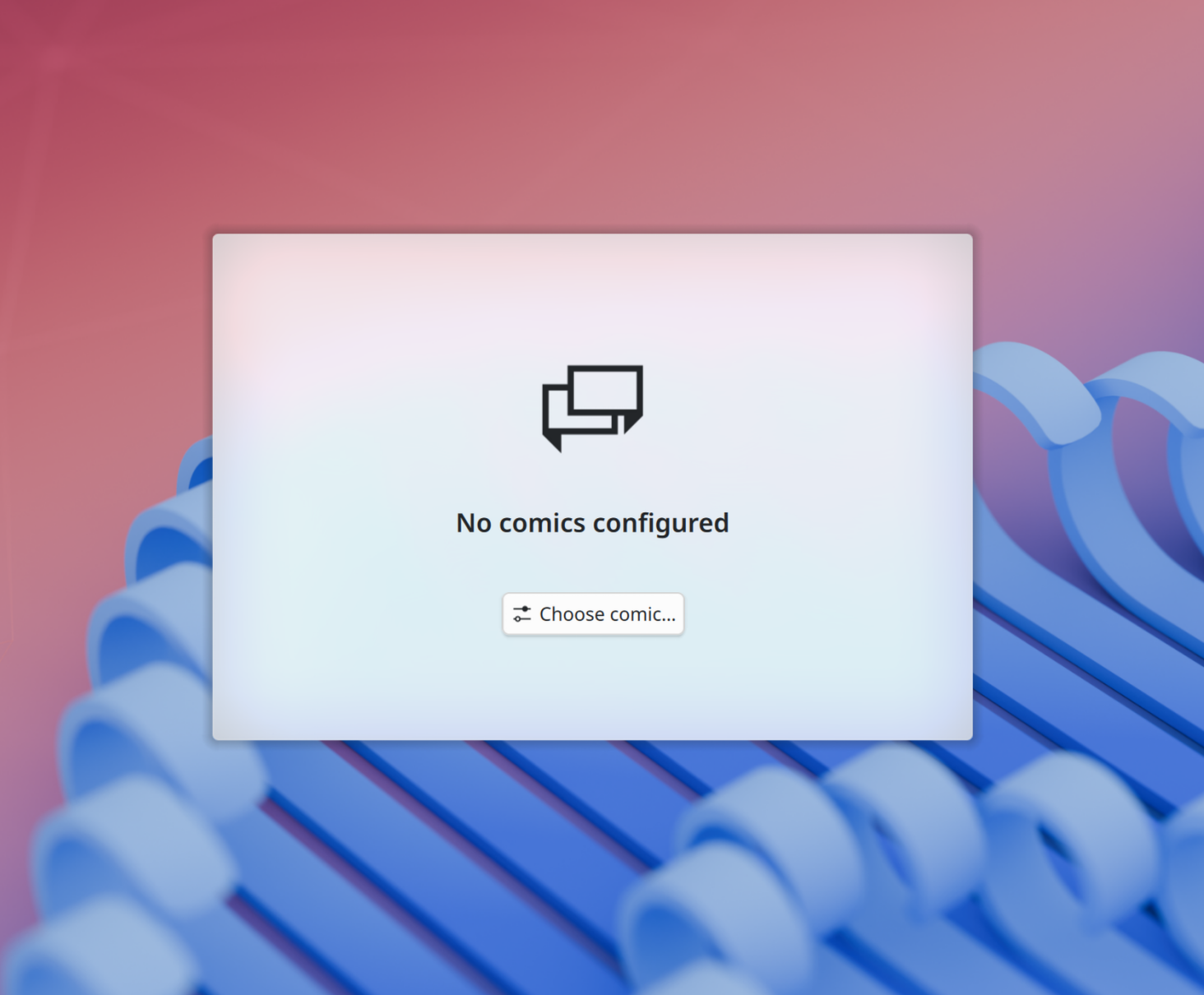 Unconfigured Comics widget on the desktop
