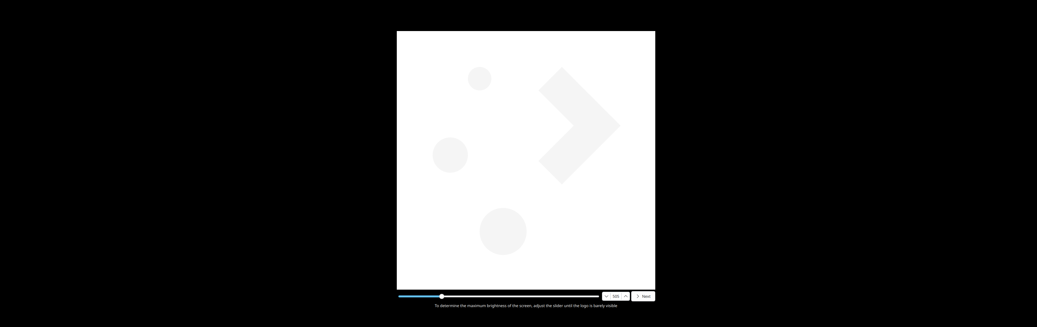 HDR calibration wizard showing Plasma logo used for brightness adjustment