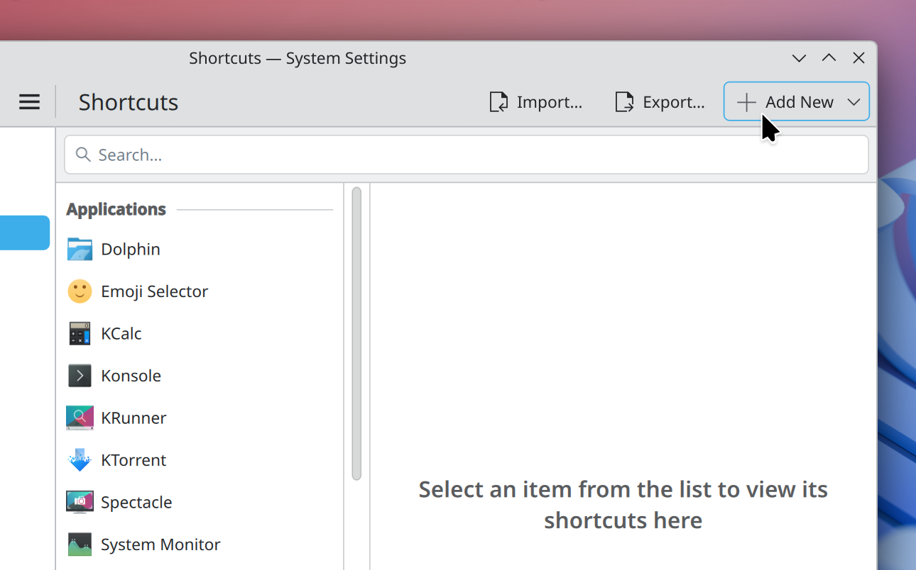“Add New” button on toolbar