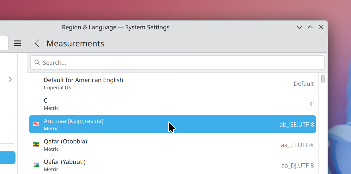 Correct selection highlight for list items on the Region & Language page