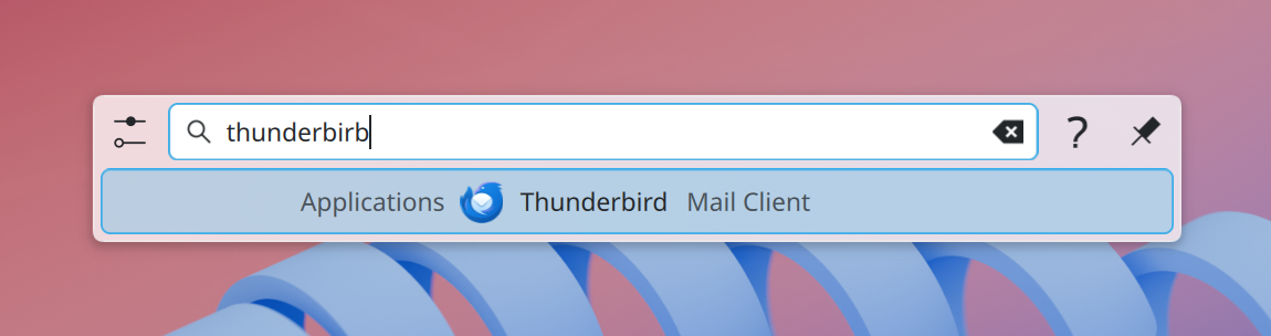 Fuzzy match in KRunner for “Thunderbirb”