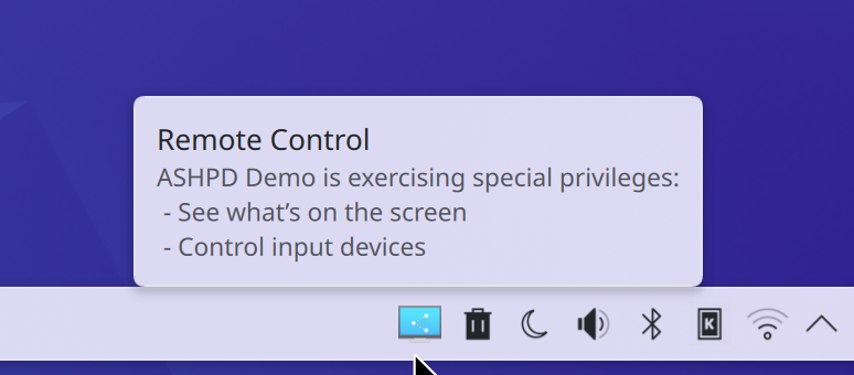 Portal remote control tray icon