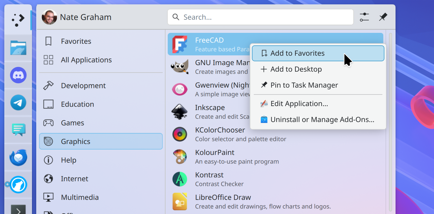 Logically grouped menu items in context menu
