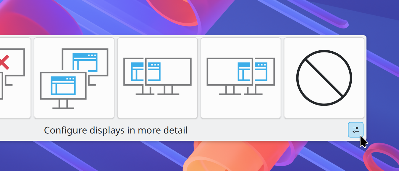 Button in screen chooser OSD to configure screen settings in more detail