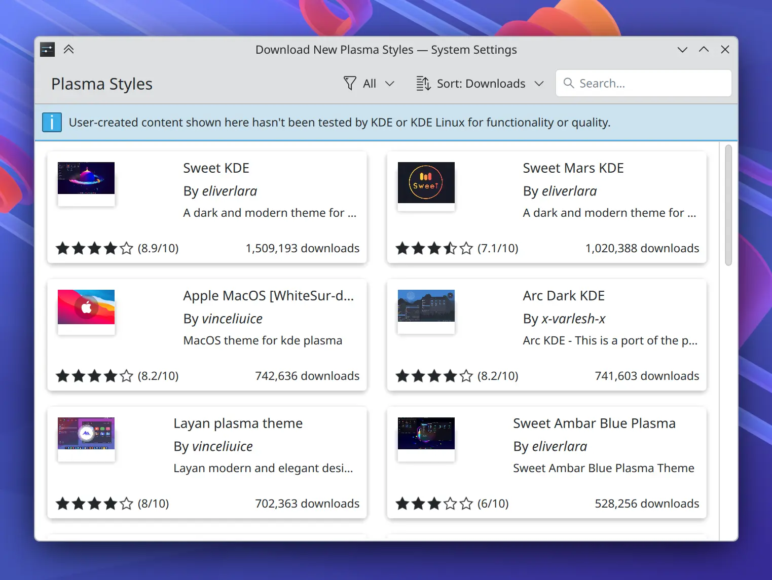 More items visible at a time in the Get New Stuff dialogs