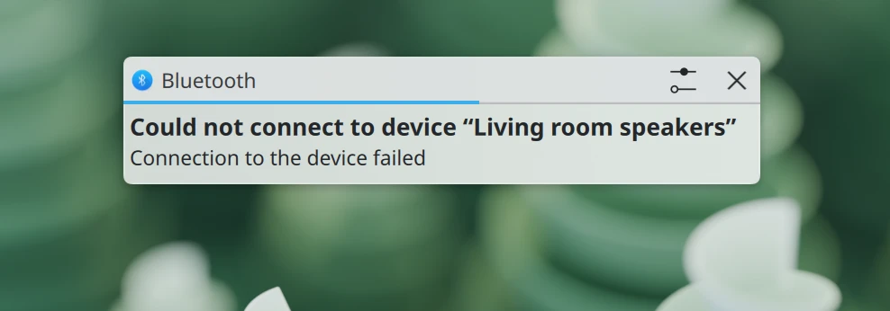 Bluetooth connection failure notification with readable title