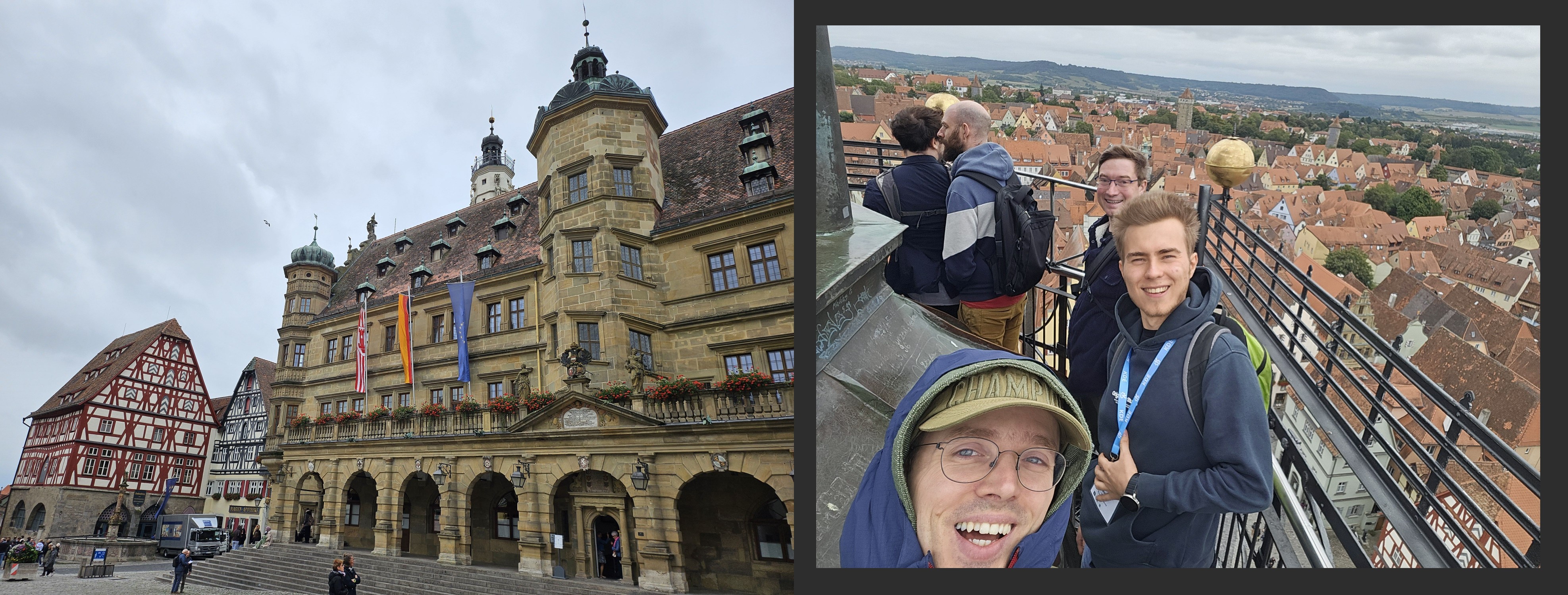 Towering over the rooftops of Rothenburg ob der Tauber with Xaver, Jonathan Riddell, and two suspect KWin developers in the back